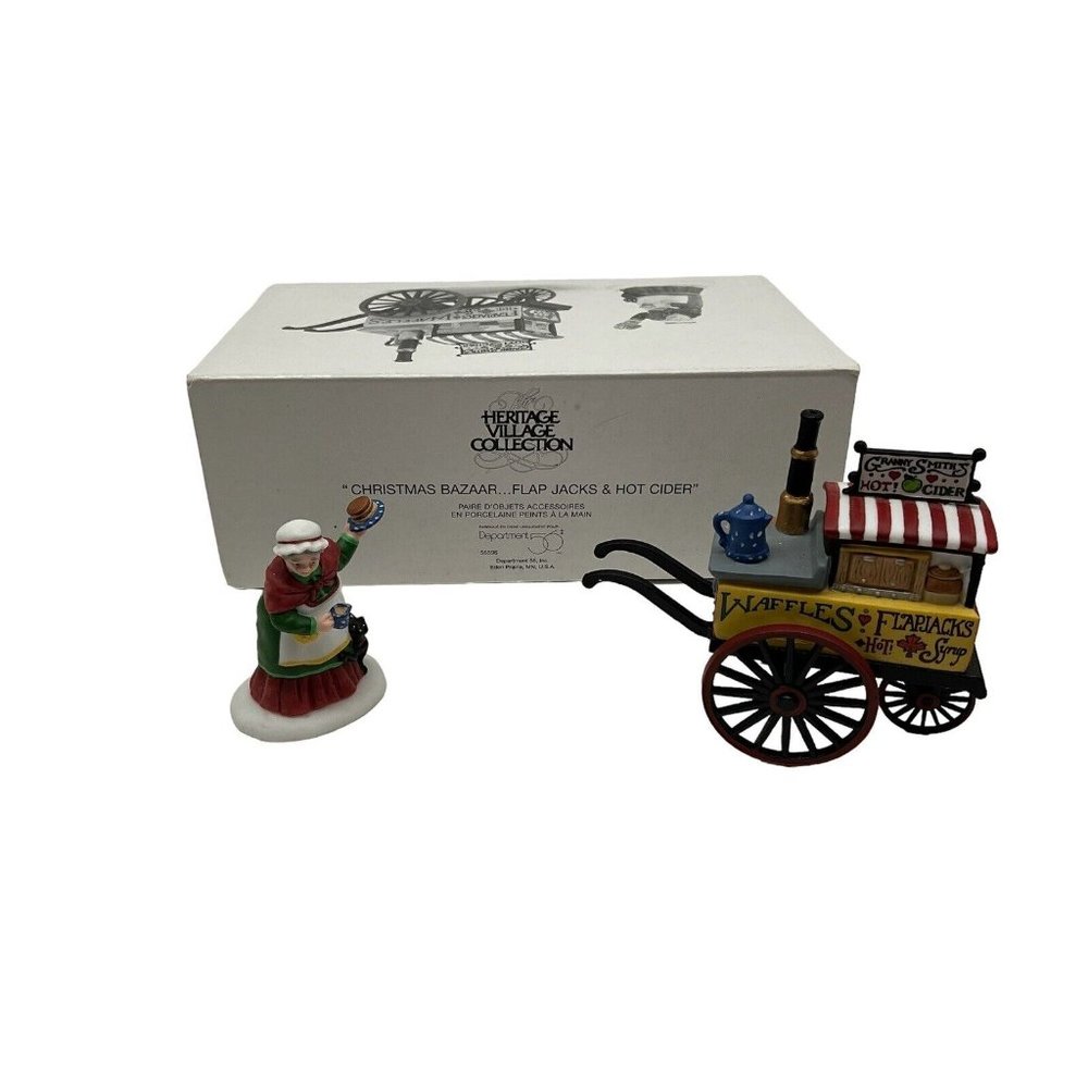 Dept 56 Christmas Bazaar "Flap Jacks and Hot Cider" Porcelain Accessories Boxed